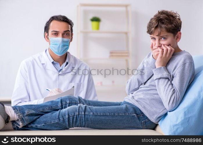 The young boy visiting doctor in hospital. Young boy visiting doctor in hospital