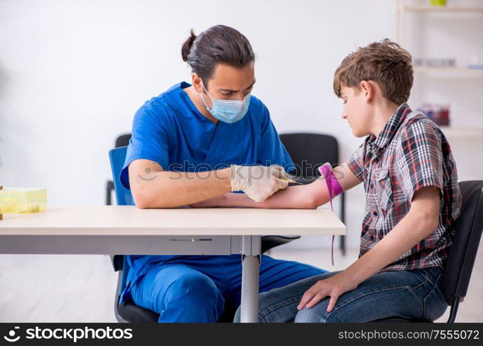 The young boy visiting doctor in hospital. Young boy visiting doctor in hospital