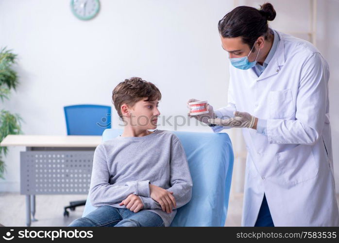 The young boy visiting doctor in hospital. Young boy visiting doctor in hospital