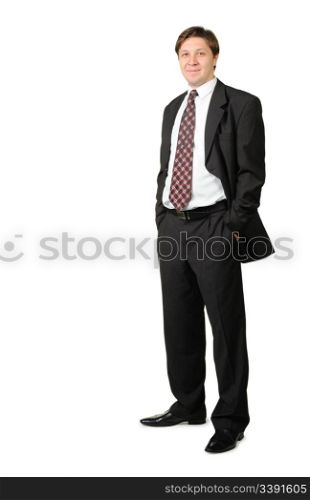 The young businessman isolated on a white background. A portrait of the man.