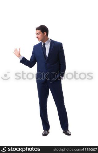 The young businessman isolated on white background . Young businessman isolated on white background