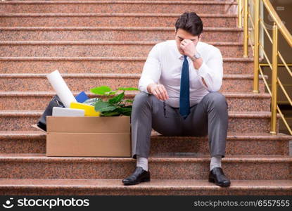 The young businessman on the street after dismissal. Young businessman on the street after dismissal