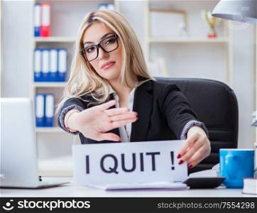 The young businesswoman with message in the office. Young businesswoman with message in the office
