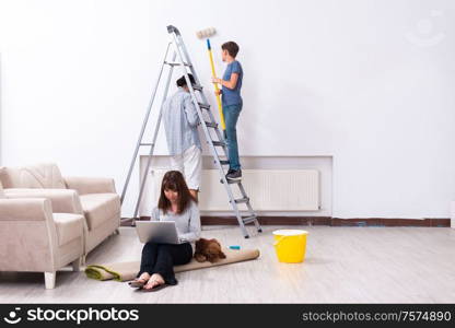 The young family doing home renovation. Young family doing home renovation