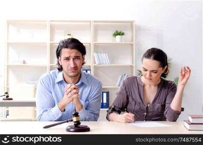 The young family in marriage divorce concept. Young family in marriage divorce concept