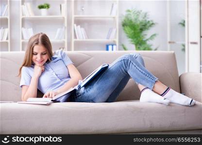 The young female student preparing for college exams. Young female student preparing for college exams