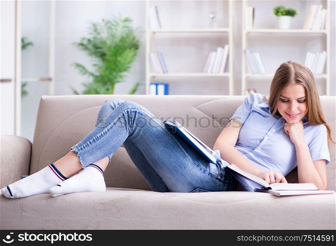 The young female student preparing for college exams. Young female student preparing for college exams