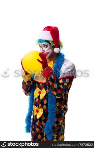 The young funny clown comedian isolated on white. Young funny clown comedian isolated on white