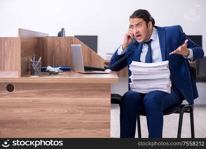 The young handsome businessman working in the office. Young handsome businessman working in the office