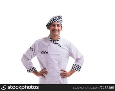 The young male cook isolated on white. Young male cook isolated on white