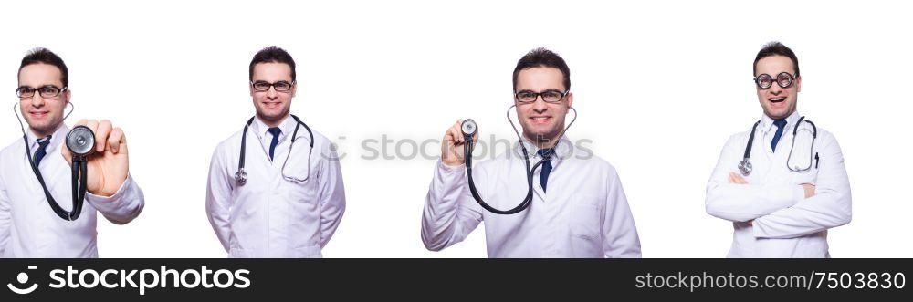 The young male doctor isolated on white. Young male doctor isolated on white
