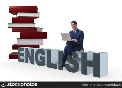 The young man in english studying learning concept. Young man in english studying learning concept. The young man in english studying learning concept