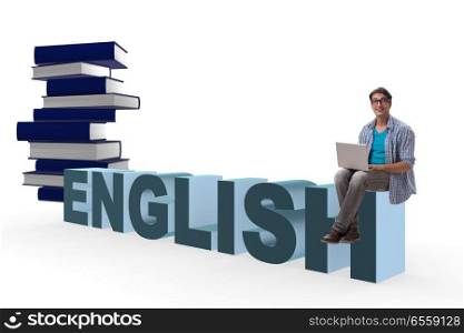 The young man in english studying learning concept. Young man in english studying learning concept. The young man in english studying learning concept