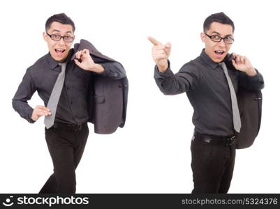 The young man in gray suit isolated on white. Young man in gray suit isolated on white