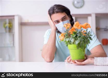 The young man suffering from allergy. Young man suffering from allergy