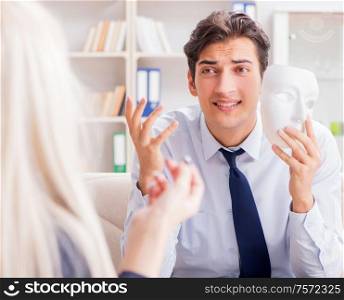 The young man visiting psychiatrist doctor for consultation. Young man visiting psychiatrist doctor for consultation