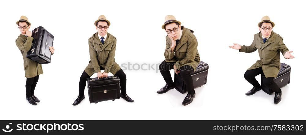 The young man with briefcase isolated on white. Young man with briefcase isolated on white