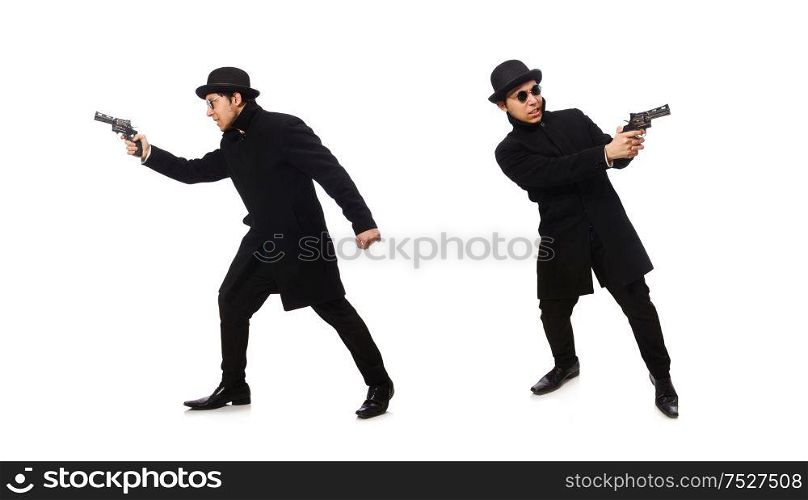 The young man with gun isolated on white. Young man with gun isolated on white