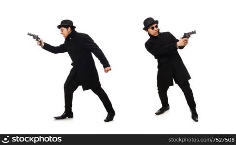 The young man with gun isolated on white. Young man with gun isolated on white