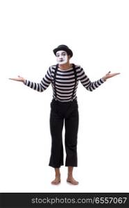 The young mime isolated on white background. Young mime isolated on white background