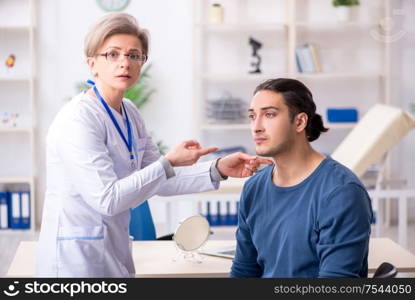 The young patient visiting doctor in hospital. Young patient visiting doctor in hospital