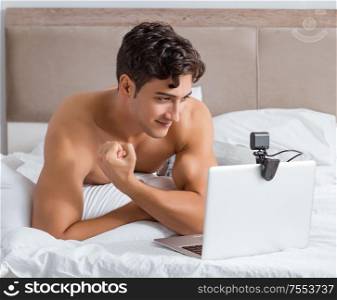 The young sexy man in online dating concept. Young sexy man in online dating concept