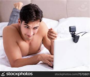 The young sexy man in online dating concept. Young sexy man in online dating concept