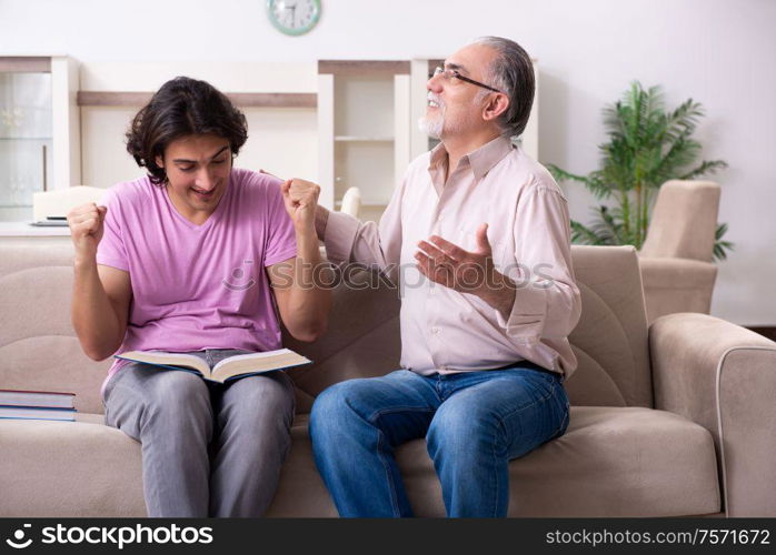 The young student and his father. Young student and his father