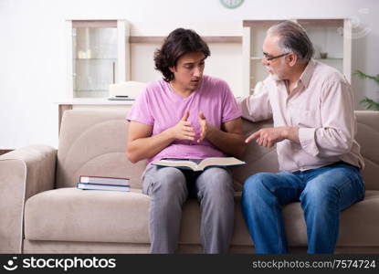 The young student and his father. Young student and his father