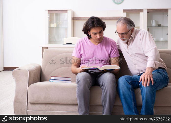 The young student and his father. Young student and his father