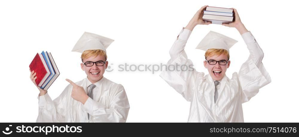 The young student isolated on the white. Young student isolated on the white
