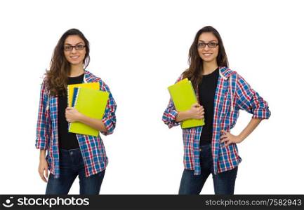 The young student with textbooks isolated on white. Young student with textbooks isolated on white