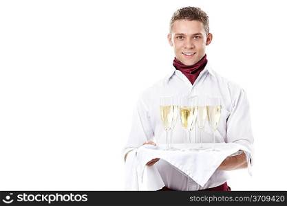 The young waiter with a tray