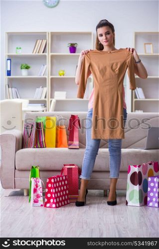 The young woman after shopping with bags. Young woman after shopping with bags