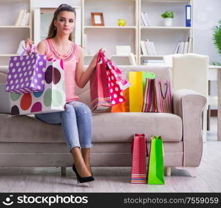 The young woman after shopping with bags. Young woman after shopping with bags