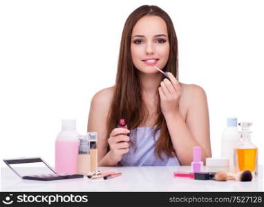 The young woman in beauty make-up isolated on white. Young woman in beauty make-up isolated on white