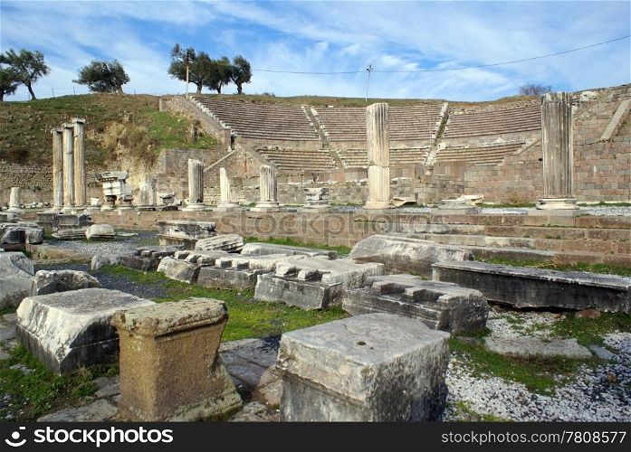 Theater and ruins in Asklepion, Bergama, Turkey