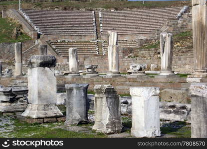 Theater and ruins of Asklepion in Bergama, Turkey