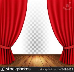 Theater curtains with a transparent background. Vector.