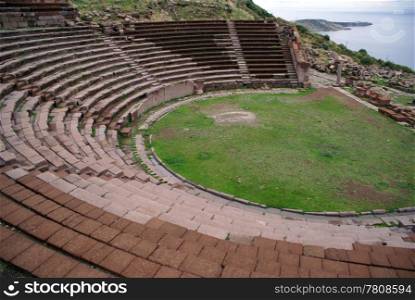 Theater on the slope of hill in Assos, Behramkale