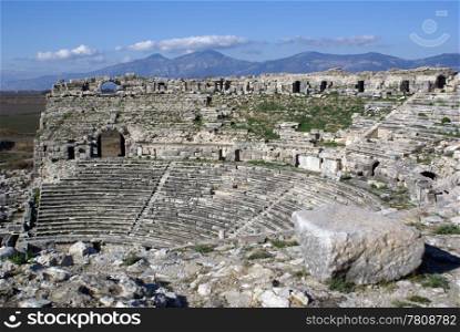 Theaters, sky and clouds in Miletus, Turkey