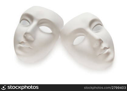 Theatre concept with the white plastic masks