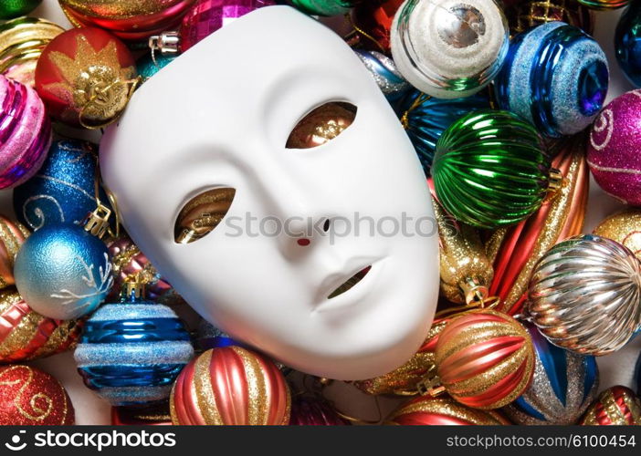 Theatre concept with the white plastic masks