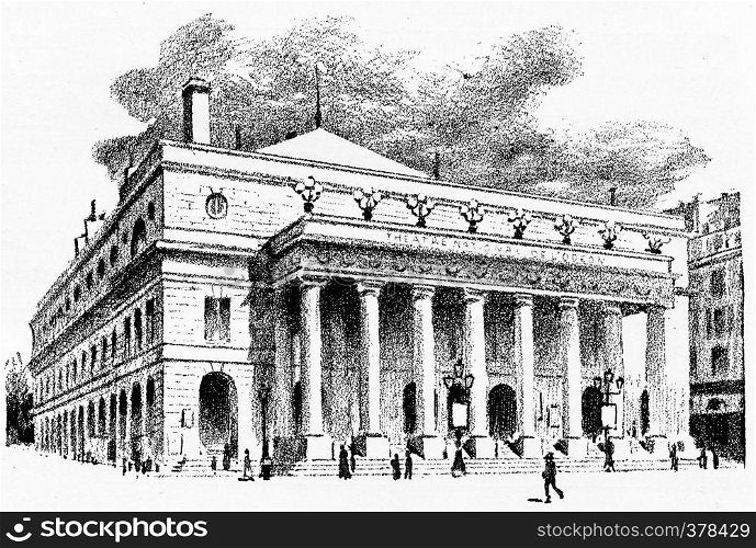 Theatre de l'Odeon, vintage engraved illustration. Paris - Auguste VITU ? 1890.