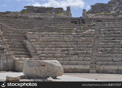 Theatre in Segesta. Ruins of ancient Greek amphitheatre in Segesta, Italy