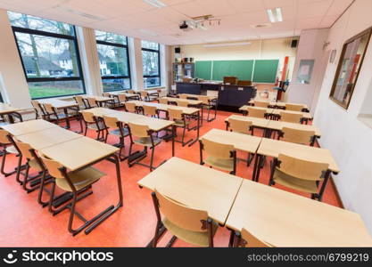 Theory classroom in high school no people