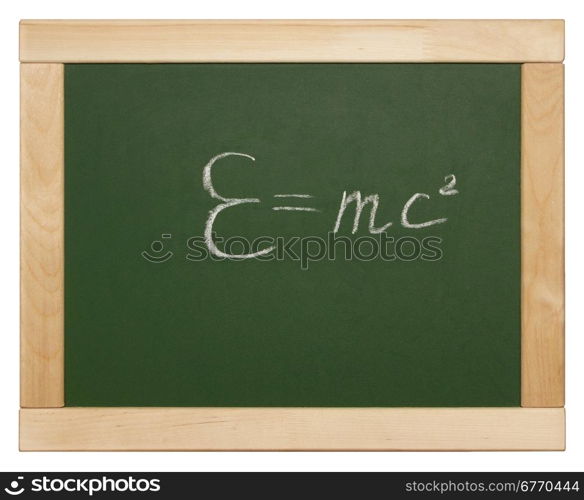 Theory of relativity written on blackboard