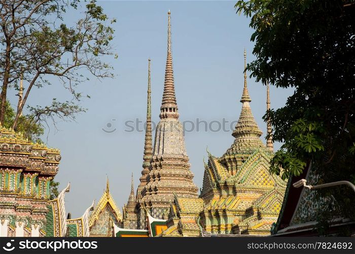 There are many small pagoda at Wat Pho. Church has a unique and colorful.
