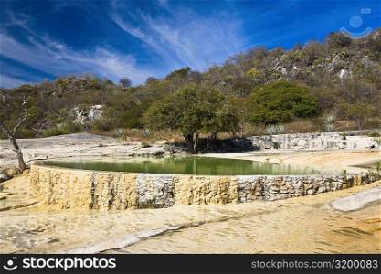 Thermal pool on a hill, Hierve El Agua, Oaxaca State, Mexico