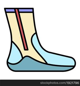 Thermo sock icon. Outline thermo sock vector icon color flat isolated on white. Thermo sock icon color outline vector